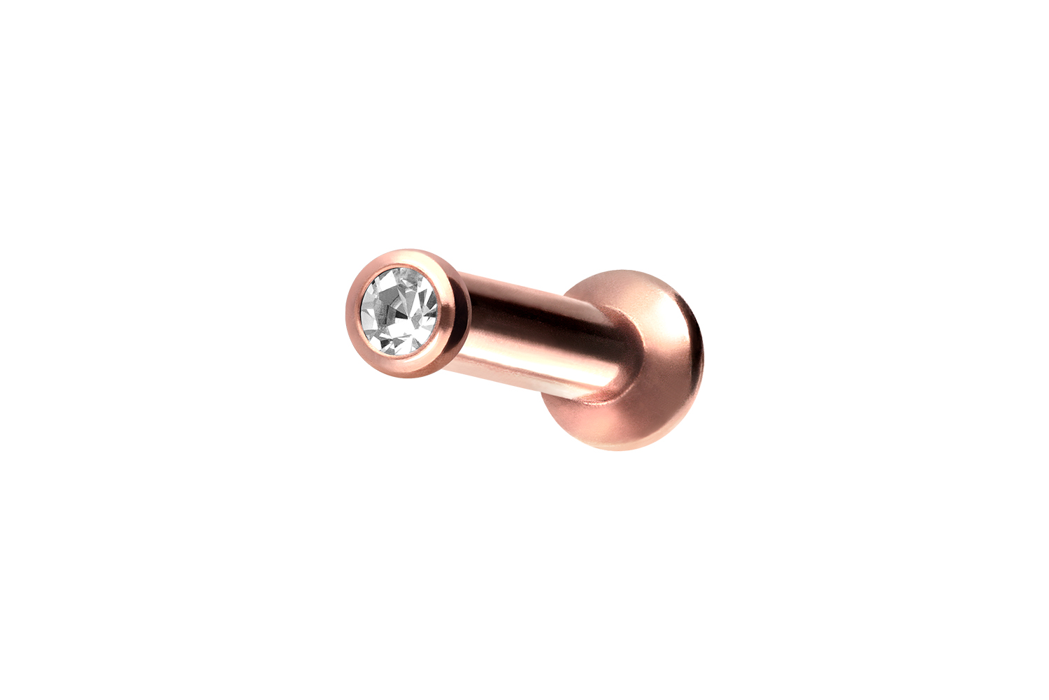 Chirurgenstahl Triple Piercing Mini Labret mit Innengewinde FLAT-DISC + KRISTALL